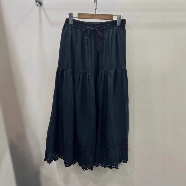 Femme lagdelt Maxi-nederdel med spidstekant Stilla