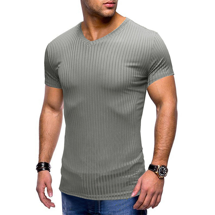 Herrer V-hals T-shirt med ribstruktur Stilla
