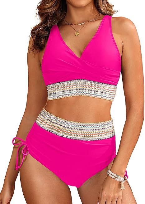 Dame Høj udformet bikini med elegant omslagsdesign og dekorativt midjebånd Stilla