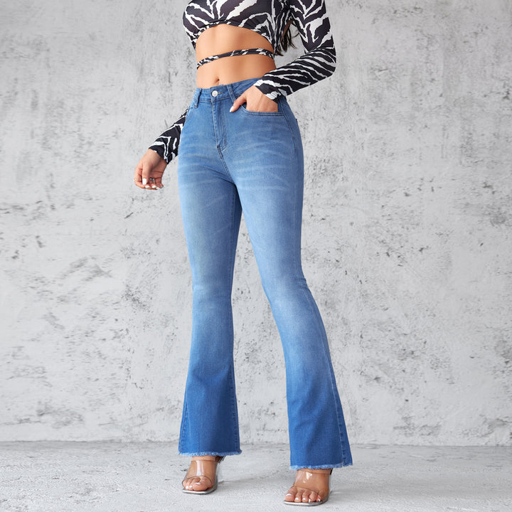 Damer Flared Jeans med høj talje og frynset kant Stilla