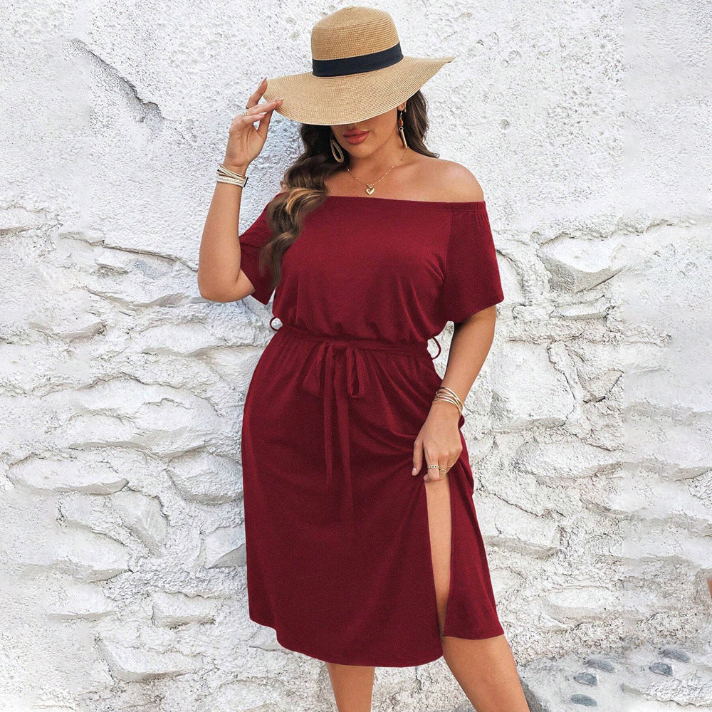 Dame Off-Shoulder Maxikjole med elegant drapering og sidelæg Skovae