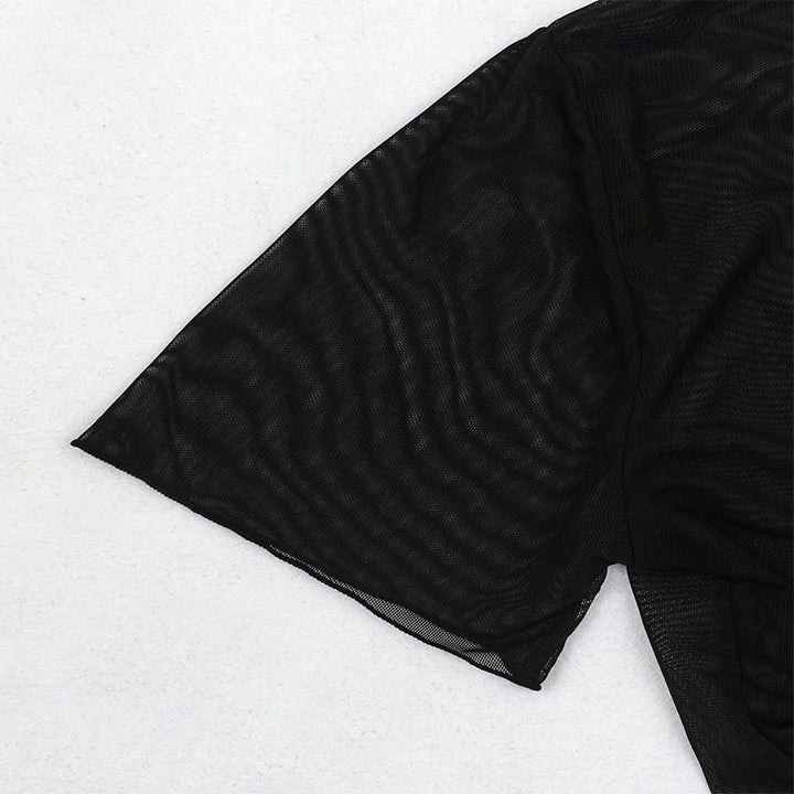 Dame Gennemsigtig Kort Crop Bindefront Top Stilla