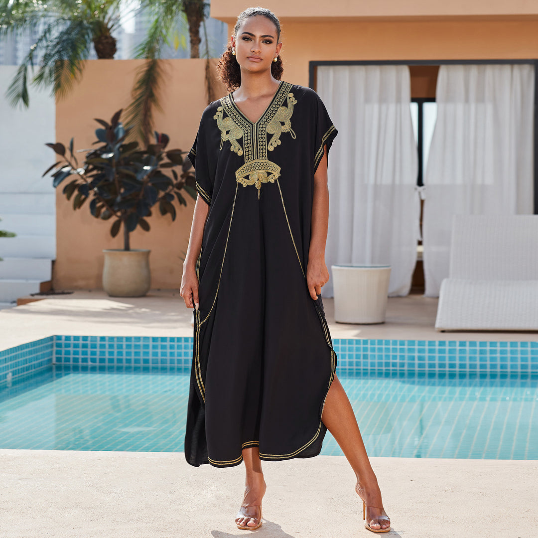 Dame Kaftan-kjole med elegant hækle mønster Stilla