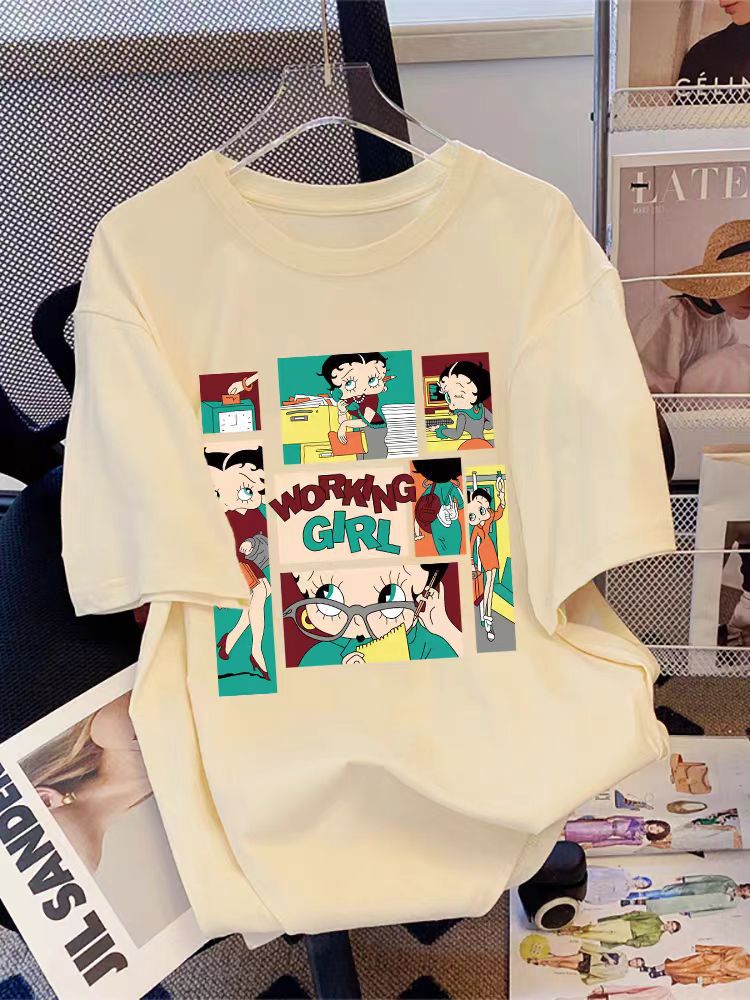 Dame T-shirt med kreativt comic-design Stilla