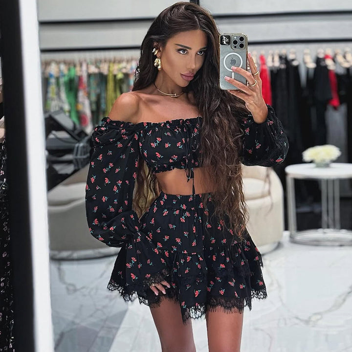 Dame Legesæt med rynker og off-shoulder top Stilla