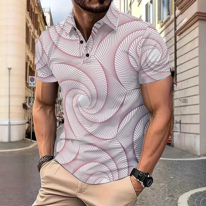Herrer polo shirt med moderne grafisk linjemønster Stilla