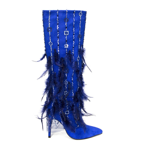 Femme High-Fashion Fjerede Stiletto-Boots Stilla