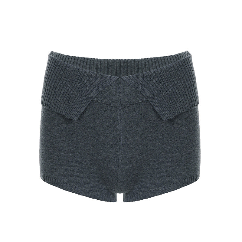 Dame shorts med høj, komfortabel talje og struktureret strikdesign Skovae