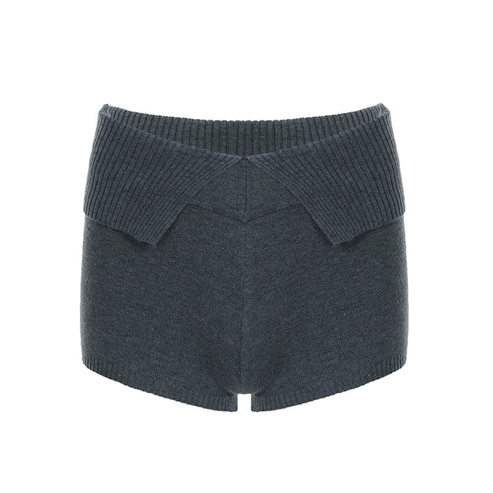 Dame shorts med høj, komfortabel talje og struktureret strikdesign Skovae