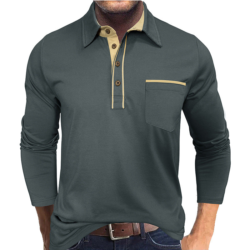 Herre Langærmet Poloshirt med moderne krave Stilla