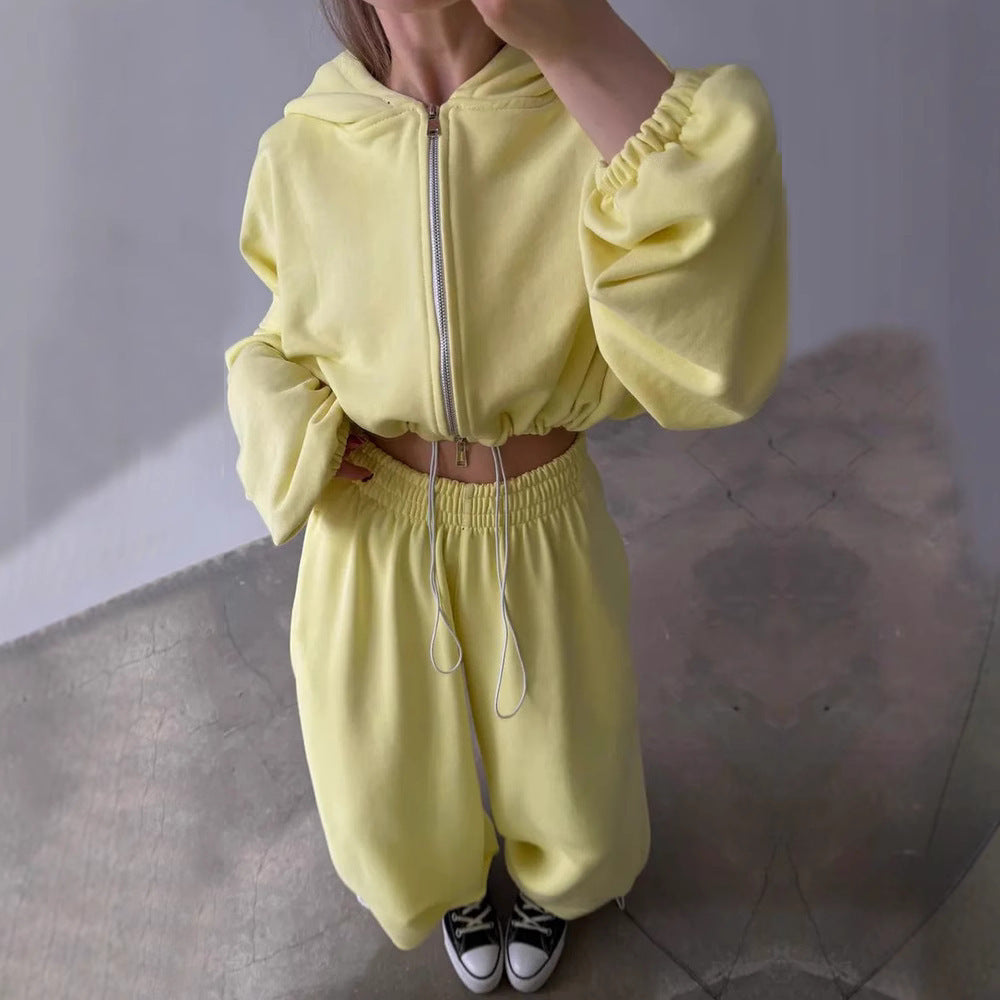Kvinders sporty oversized sæt med hætte og elastisk talje Skovae
