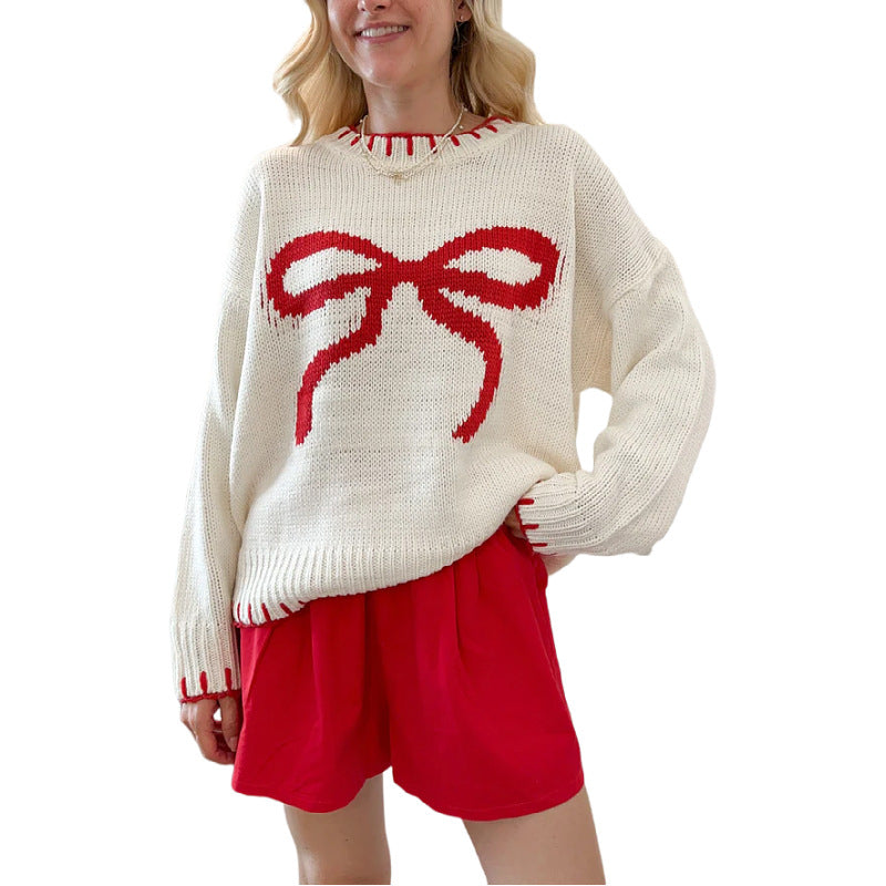 Dame sweater med legende sløjfe motiv og afslappet snit Stilla