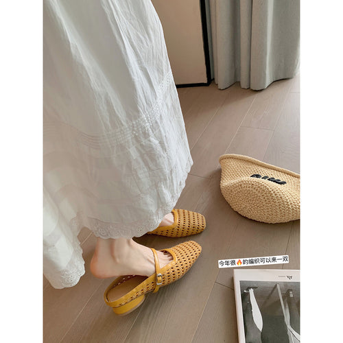 Dame Woven Mary Jane Clogs med justerbar rem Stilla