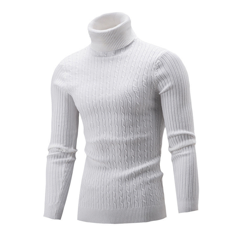 Herre elegant rullekravepullover med struktureret ribdesign og tætsiddende pasform Stilla