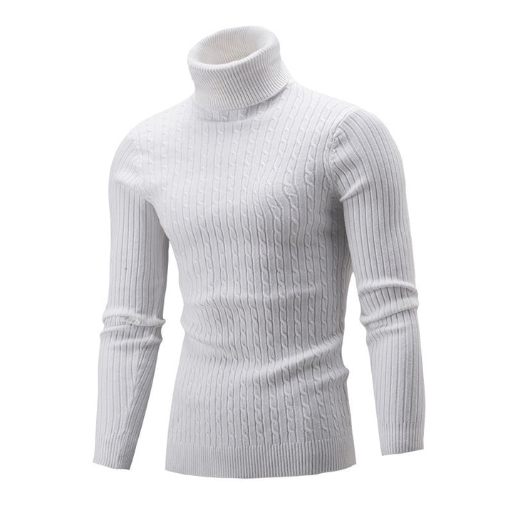 Herre elegant rullekravepullover med struktureret ribdesign og tætsiddende pasform Stilla