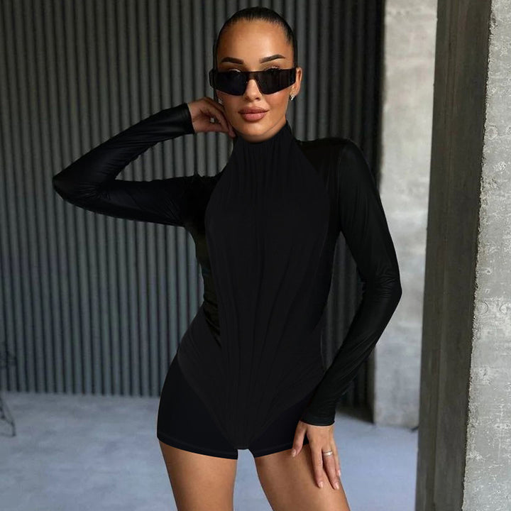 Dame Figurtilpasset Langærmet Bodysuit med elegant Foldsdesign Stilla