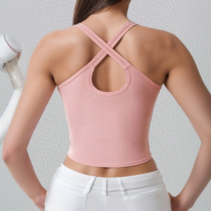 Kvinders sporty tanktop med slim fit og dekorative stropper Stilla