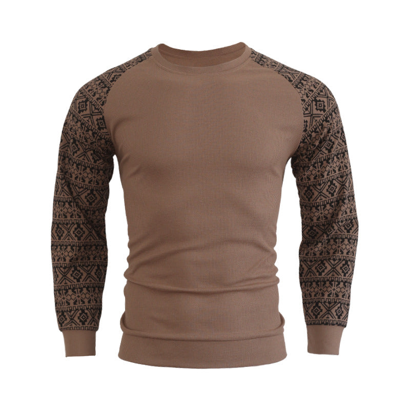 Herre mode langærmet pullover med grafisk mønster og rund halsudskæring Stilla