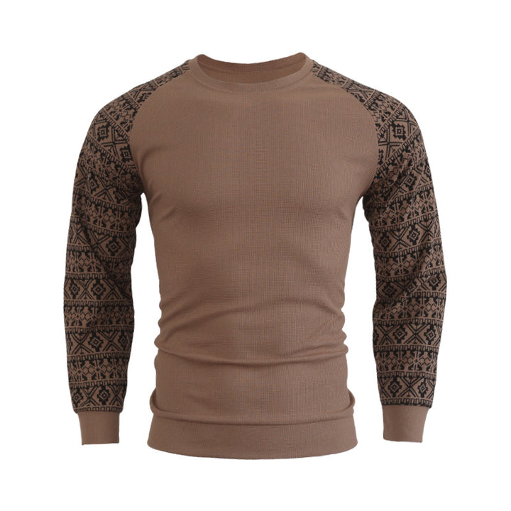 Herre mode langærmet pullover med grafisk mønster og rund halsudskæring Stilla