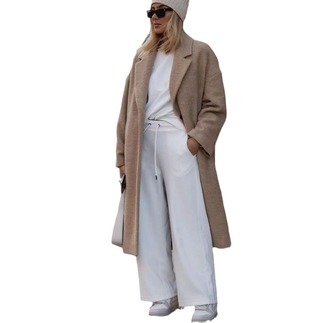 Dame Elegant uldfrakke med oversized snit og stort revers Stilla