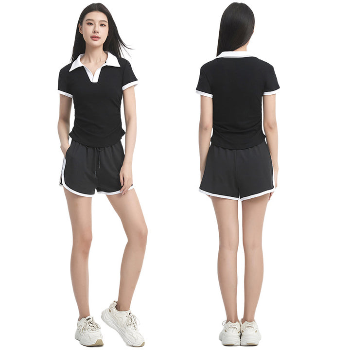 Dame Sporty Poloshirt med Shorts-Sæt og åndbare materialer Stilla