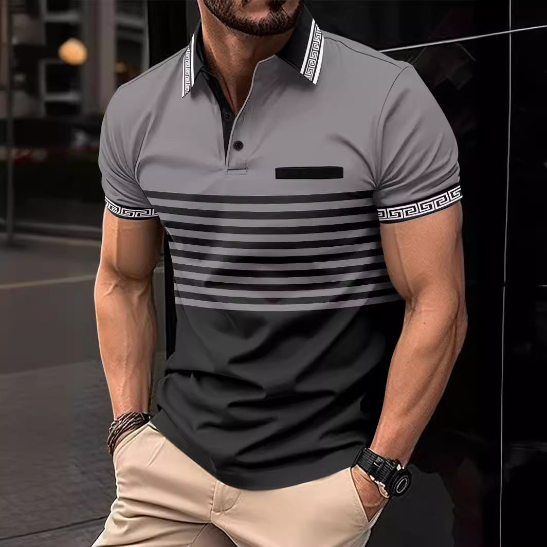 Herrernes polo skjorte med moderne stribemønster og elegante kontrastdetaljer Stilla