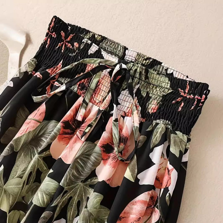 Dame Florale Palazzo-Bukser med elastisk linning og sidelommer Stilla