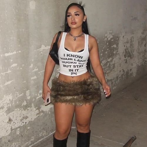 Dame Crop-Top med skrift og legende design Skovae