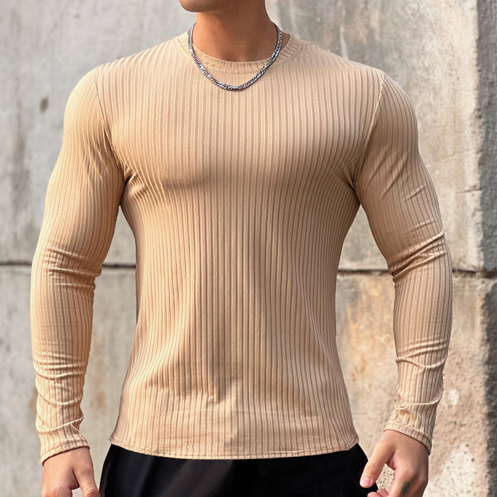 Herrer Langærmet Fitness T-shirt i åndbart strukturstof Stilla