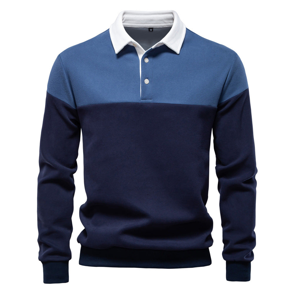 Herrer Polo-sweater med moderne farveblokdesign og sportiv krave Stilla