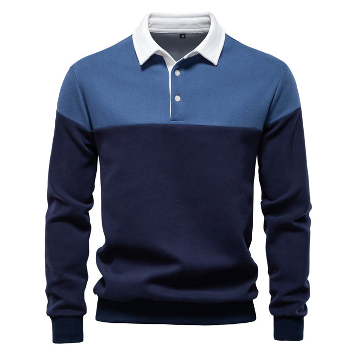 Herrer Polo-sweater med moderne farveblokdesign og sportiv krave Stilla