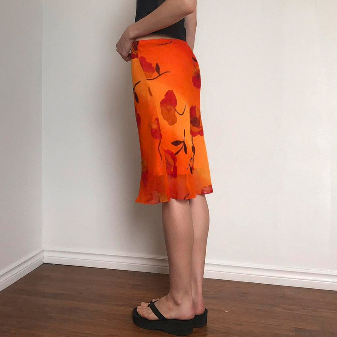 Dame Midi-nederdel med blomster-transparentdesign Skovae