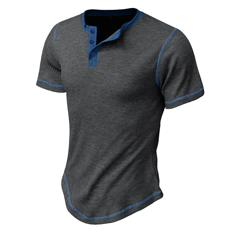 Herre kortærmet Henley-shirt med kontrasterende designelementer Stilla