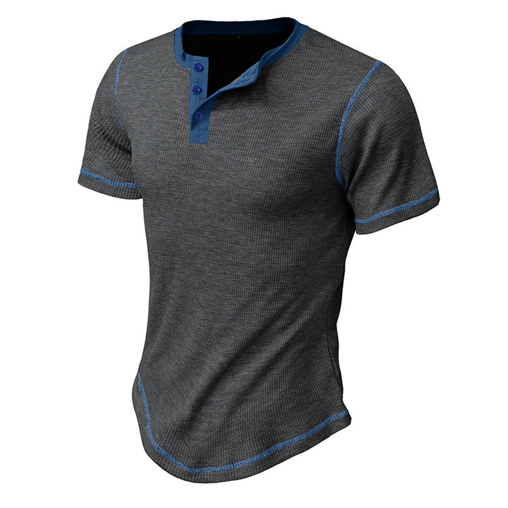 Herre kortærmet Henley-shirt med kontrasterende designelementer Stilla