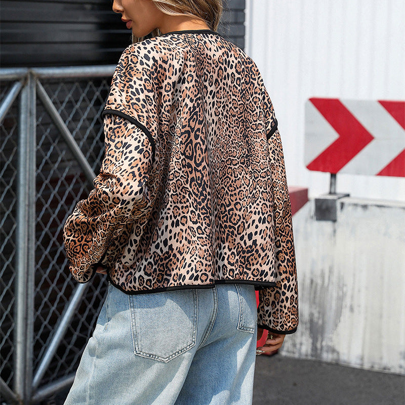 Dame Med Leopard-Print dekoreret Fritidsjakke Stilla