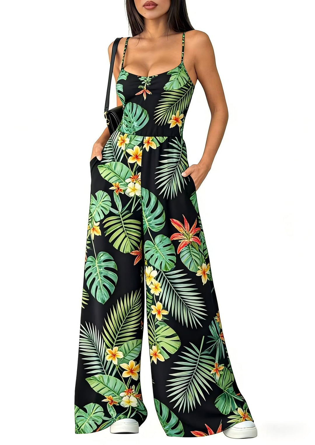 Dame Elegant jumpsuit med geometrisk print og brede ben Skovae