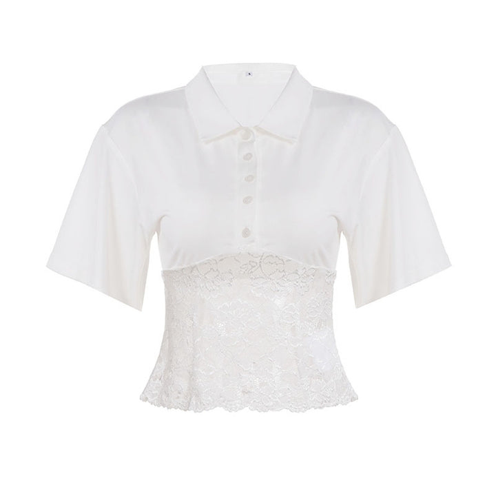 Dame elegant poloshirt med spids og kortærmet Skovae