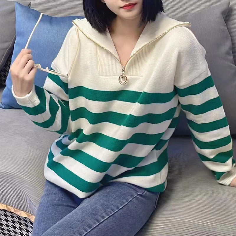 Femme Zip-Up Stribet Sweatshirt Stilla