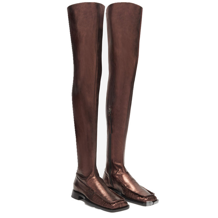 Dame Over-the-Knee Metallic Fashion Støvler med Lynlåsdetalje Stilla