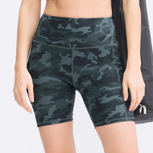 Dame Højtskårne Sportsbukser med Camouflage-Mønster og Elastisk Talje Stilla