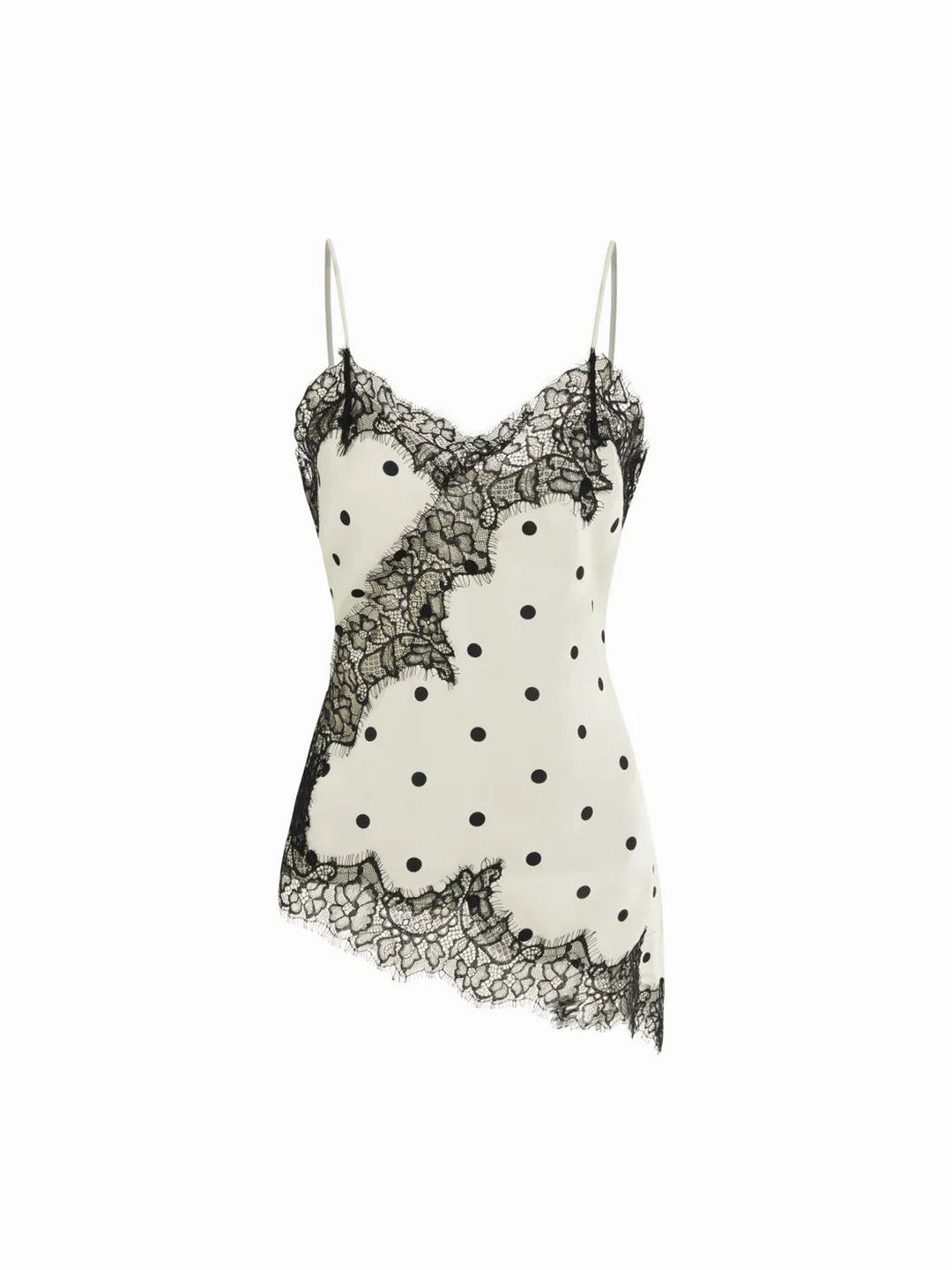 Dame Satin Top med elegant spids og spaghetti stropper Skovae