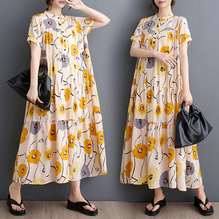 Dame Maxi kjole med afslappet pasform og legende dyredesign Stilla