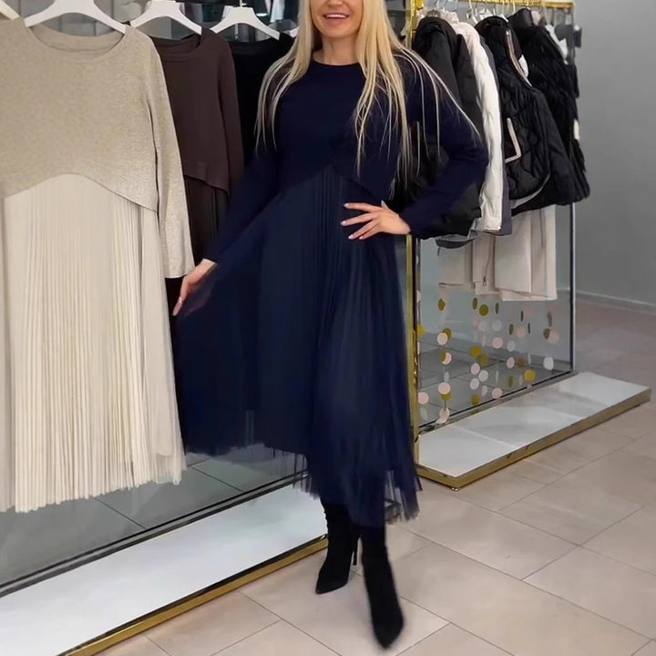 Dame Plisseret Midikjole med elegant Knotedesign Stilla