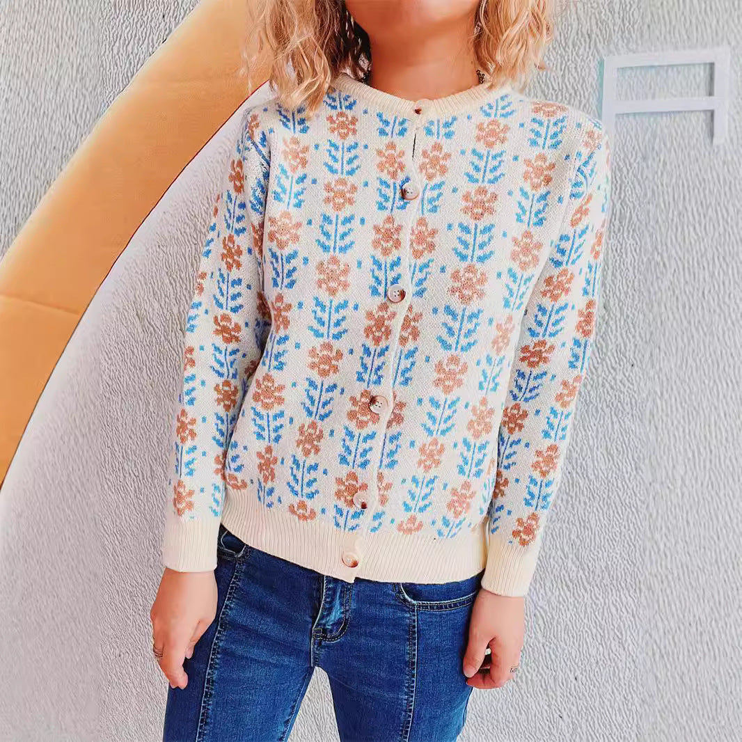 Kvinder hyggelig cardigan med blomster mønstre Stilla