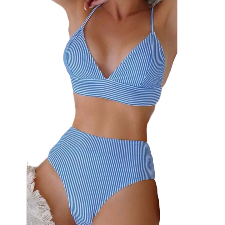 Dame Høj Talje Stribet Bralette Bikini Sæt Stilla