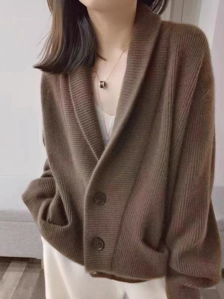 Femme Chunky Strik Knap-Op Cardigan Stilla