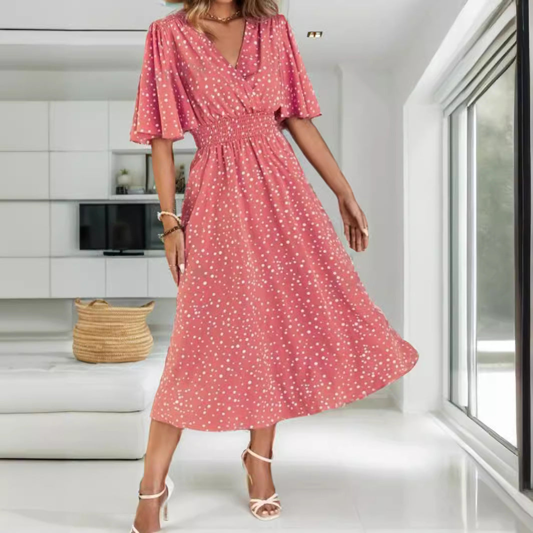 Dame Elegant Wrap Midi Kjole Stilla