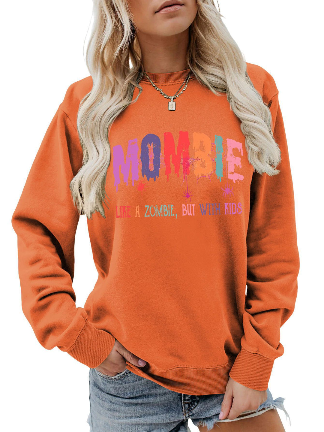 Dame sweatshirt med kreativt zombie-motiv Stilla