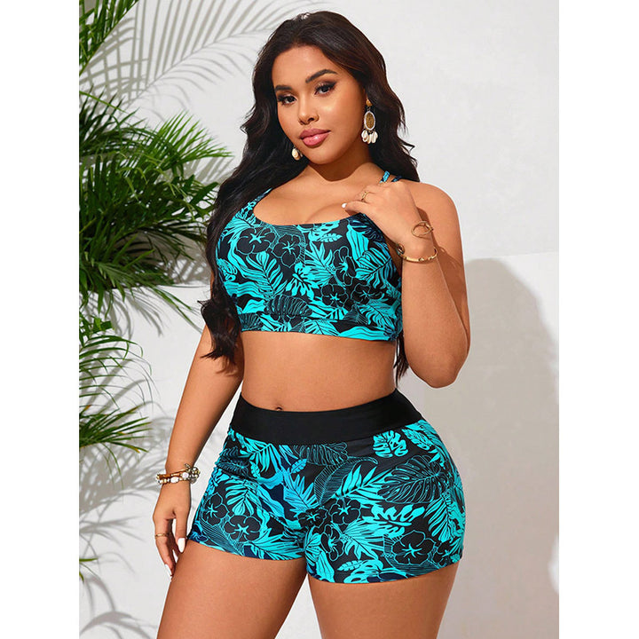 Dame Sport-Tankini-sæt med blomsterprint kort og behagelige stropper Skovae