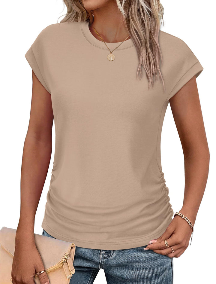 Dame afslappet T-shirt med rynke Stilla